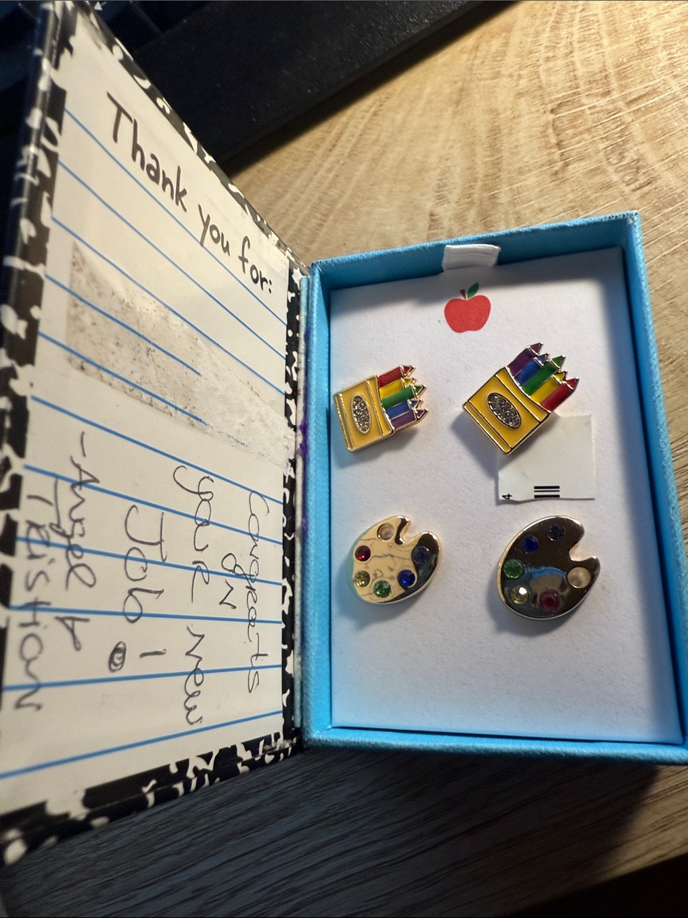Betsey Johnson Gold-tone Rainbow Pencil and Artist Palette Earrings